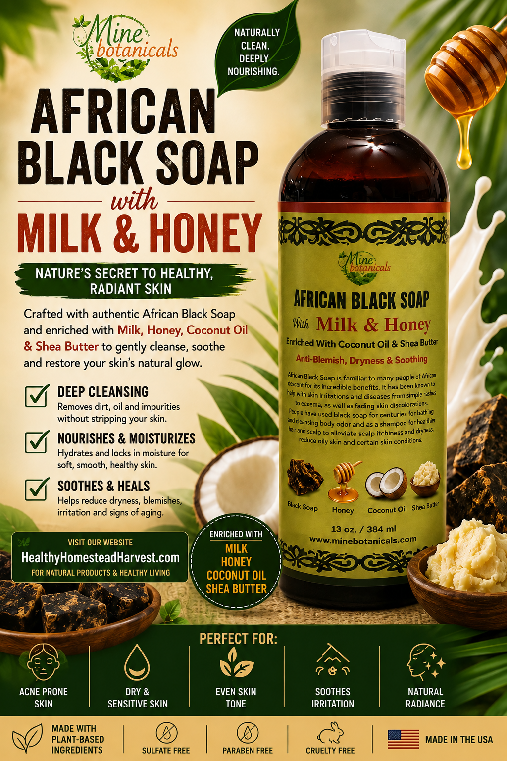 African Black Soap with Milk & Honey