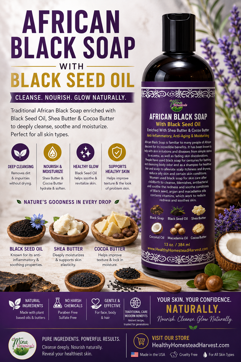 African Black Soap with Black Seed Oil