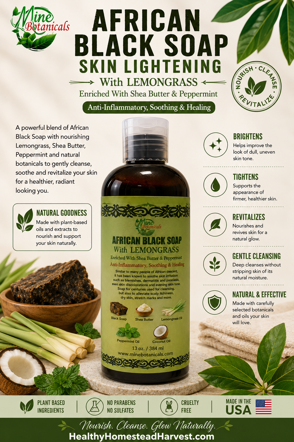 African Black Soap with Lemongrass