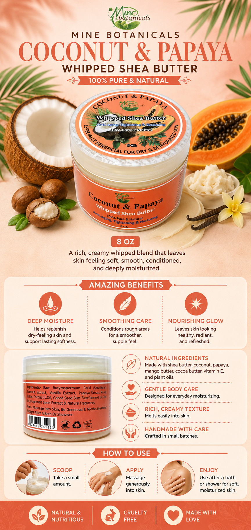 Coconut & Papaya Whipped Shea Butter