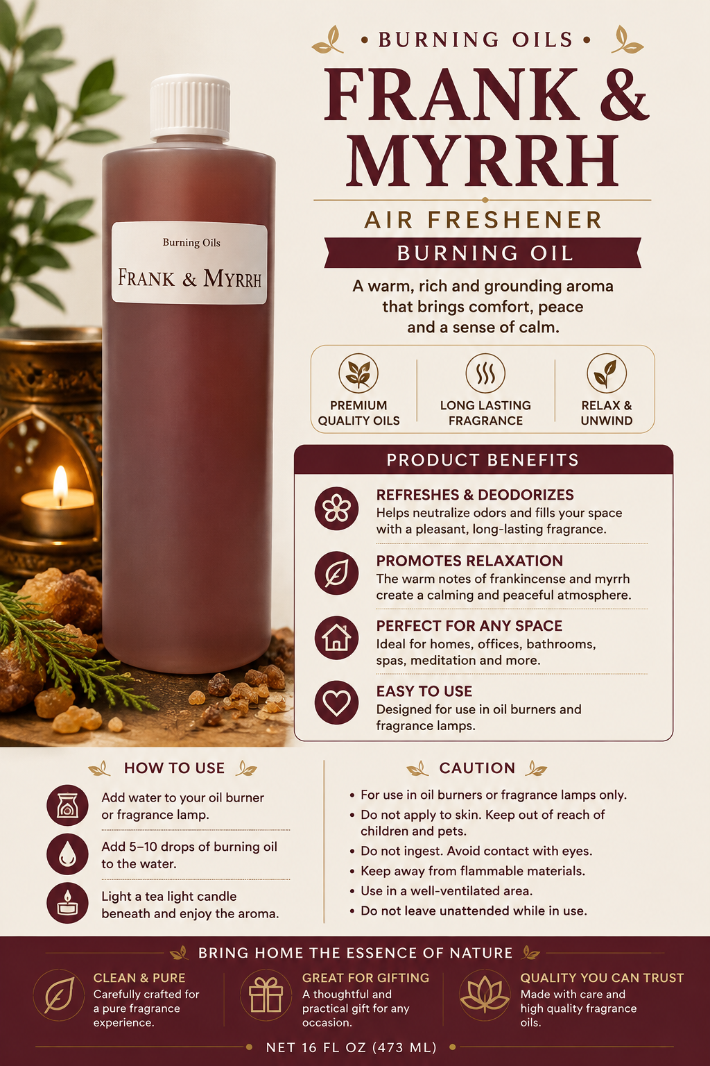 Frank & Myrrh Burning Oil Fragrance