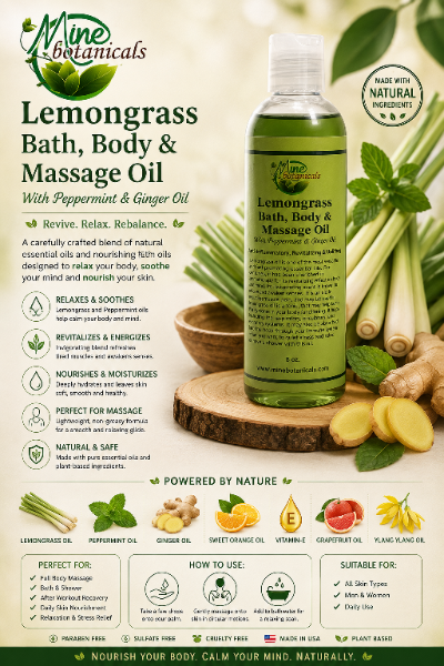 Lemongrass Bath, Body & Massage Oil