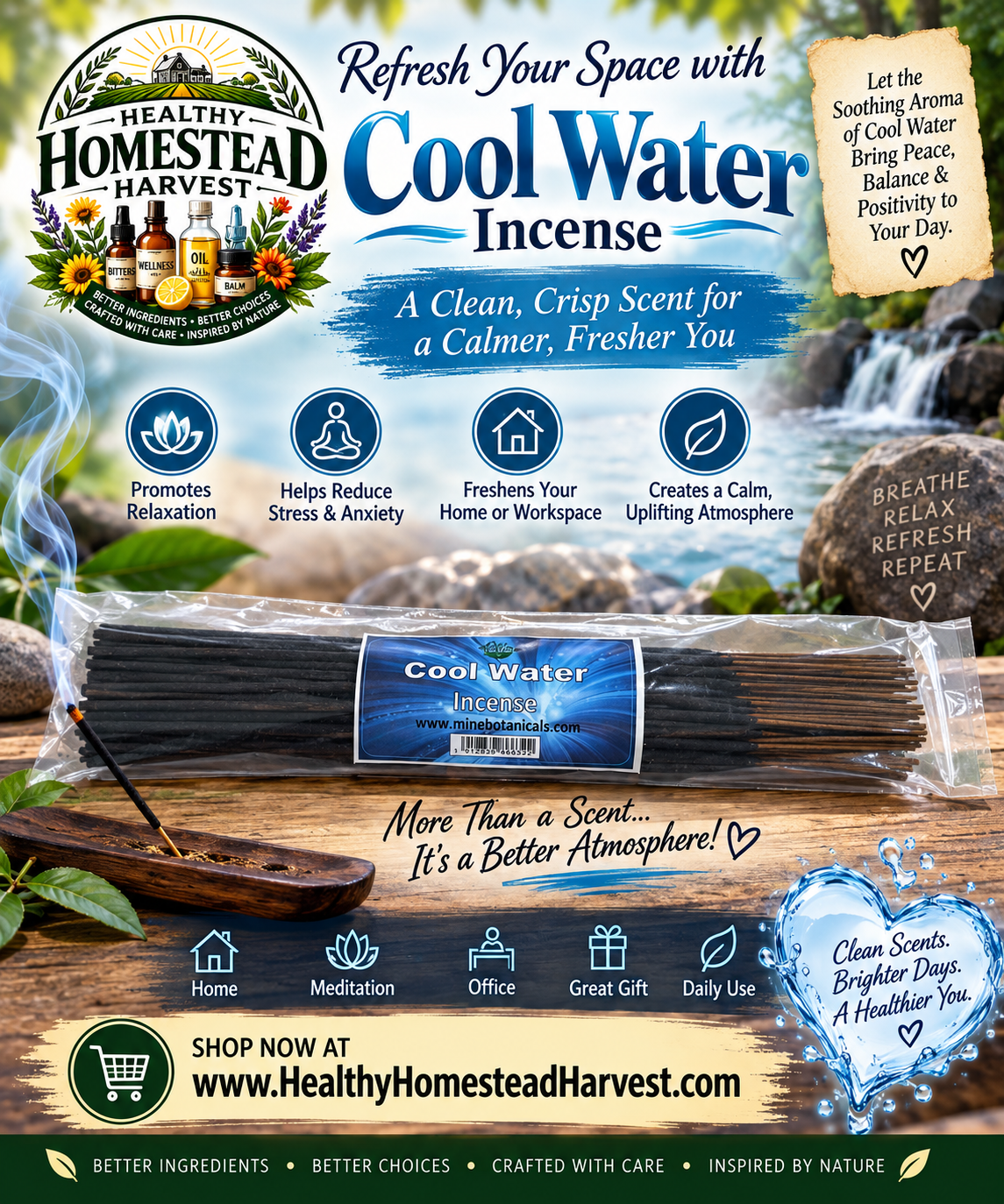 Cool Water Incense 100 pcs