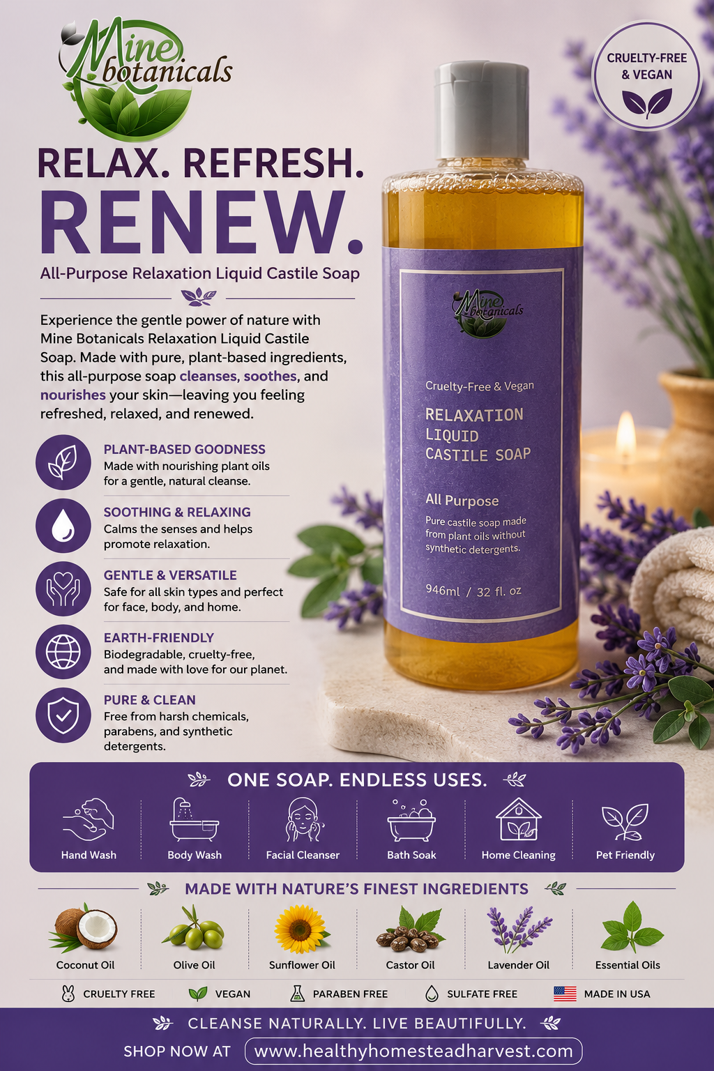 Relaxation Liquid Castile Soap