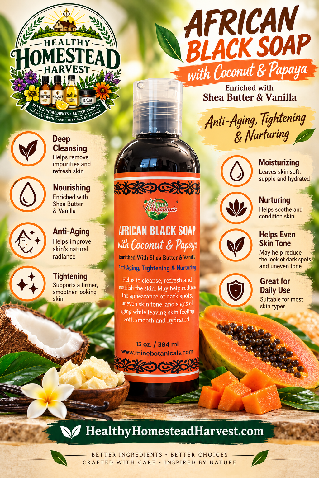 Coconut & Papaya African Black Soap