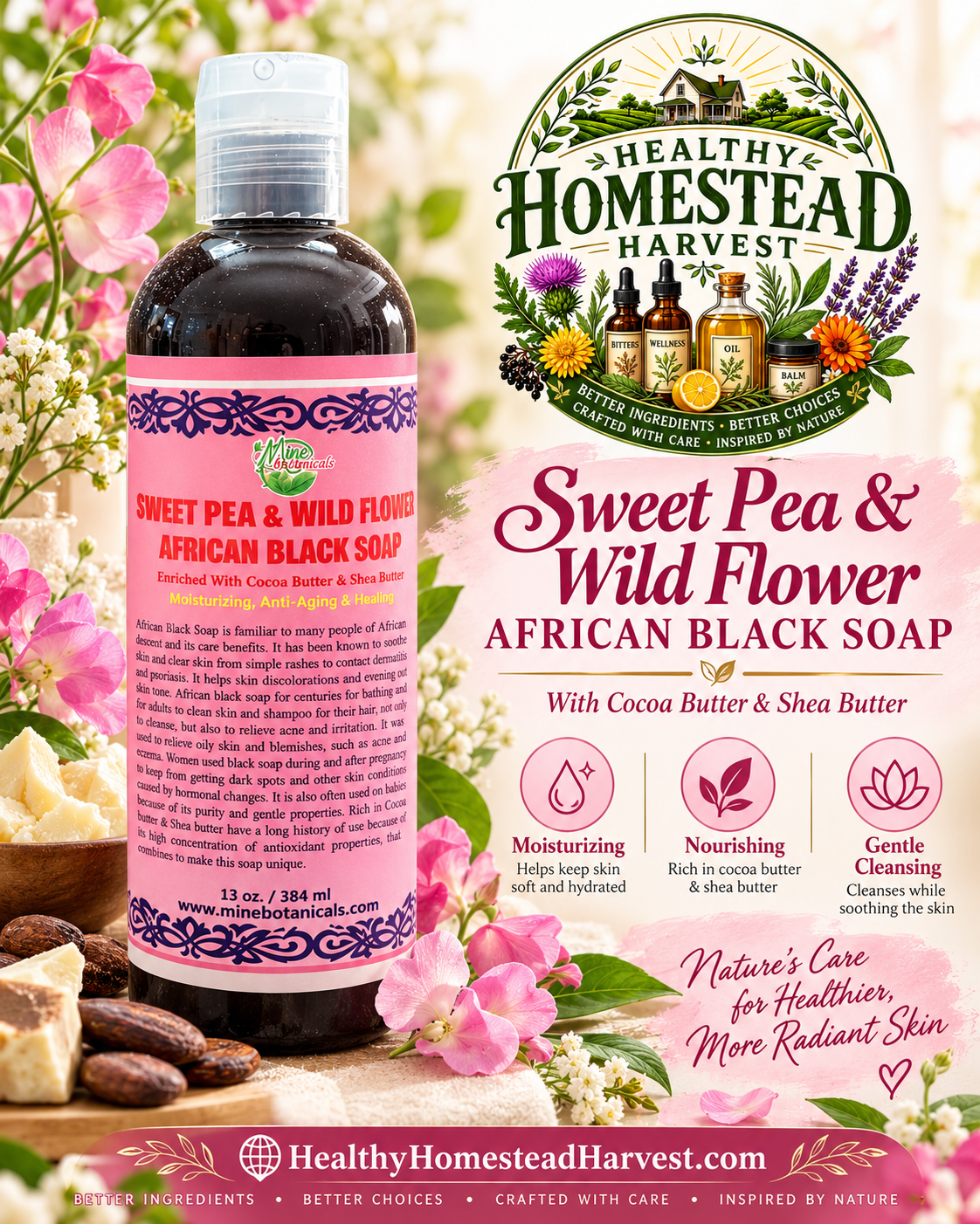Sweet Pea & Wild Flower African Black Soap